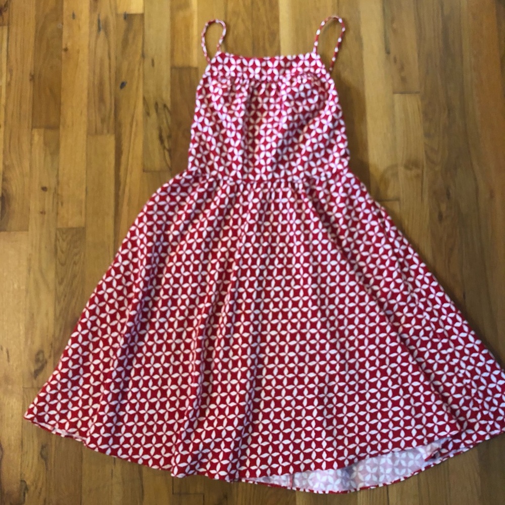 Loft Red and White Open Back Dress, size 2